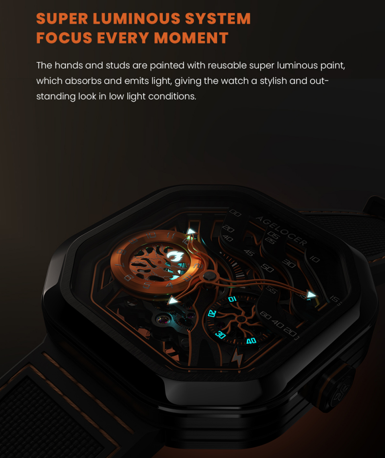 AGELOCER New Design Volcano Automatic Watch Sapphire Glass Power Reserve 80H Mechanical Watches Men's Stainless Steel Waterproof5002 5003 5005 5006