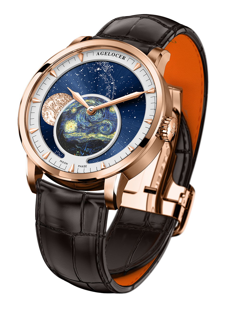 Automatic Moon Phase Watch Van Gogh Oil Painting Dial 6401