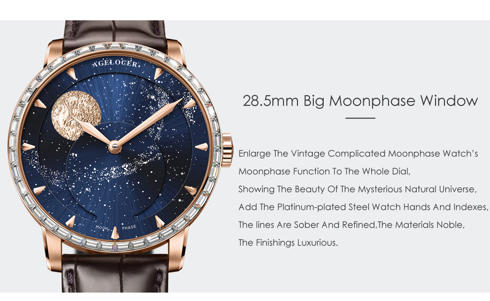 AGELOCER Moonphase Automatic Watch Starry Sky Dial 6404 – agelocer