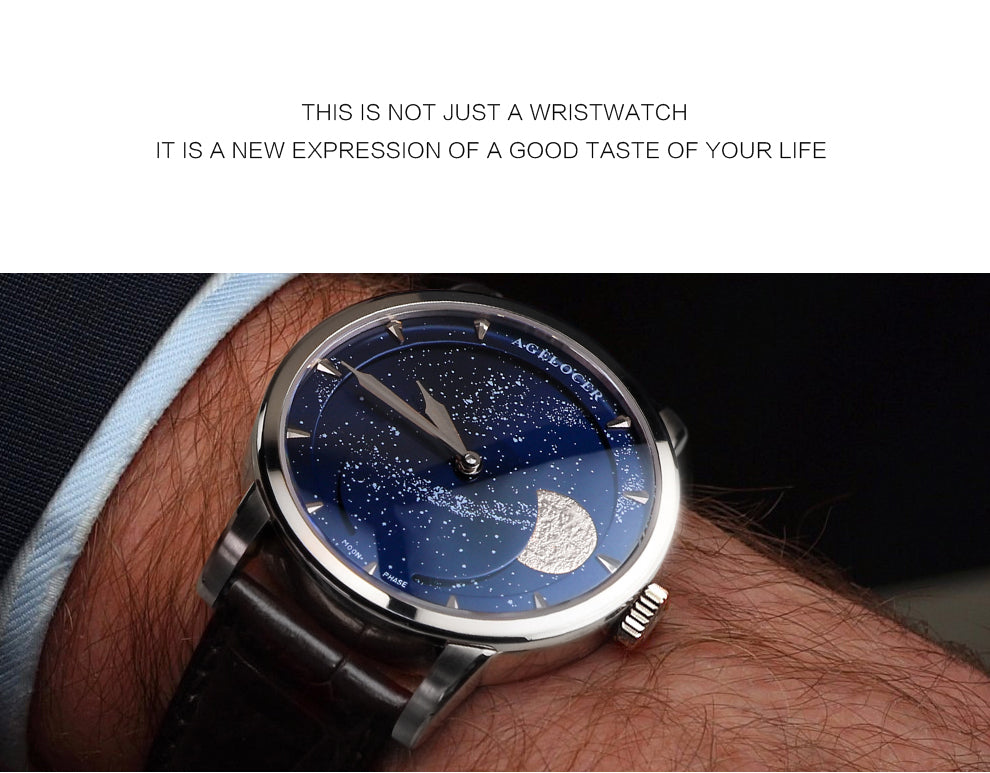 Automatic Moon Phase Watch Van Gogh Oil Painting Dial 6401